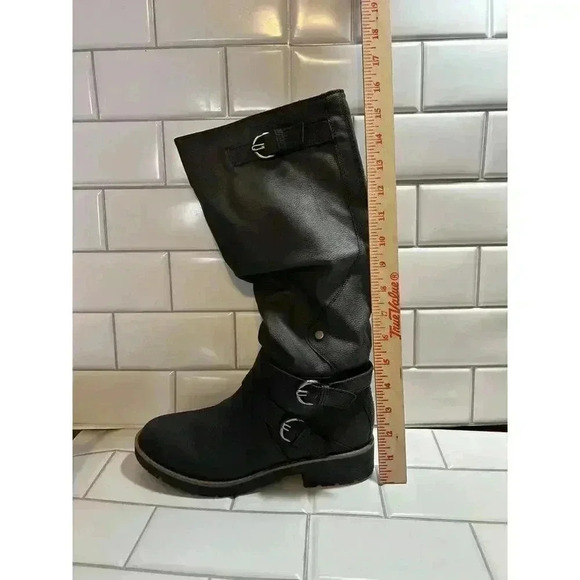 SUN STONE Womens Black Stretch Brinley Round Toe Block Heel Riding Boot 7.5 M - Picture 8 of 8